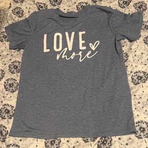 NWOT Blue Graphic Tee with 'Love More' Print (M)